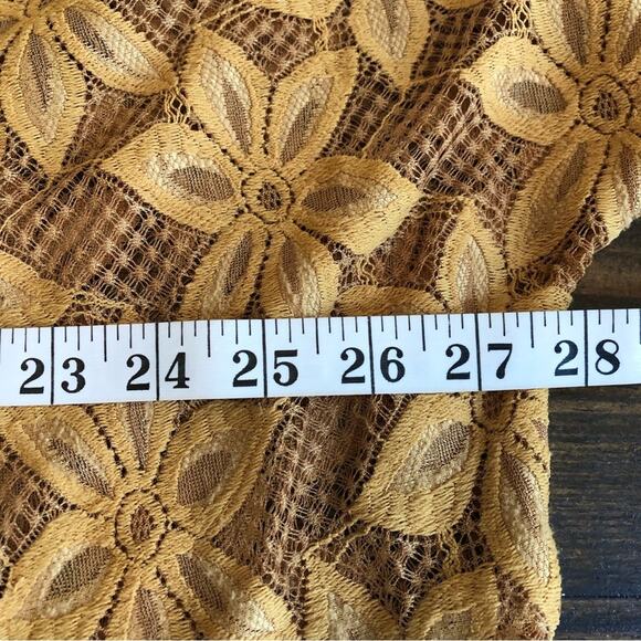 Lularoe Lace Kimono Womens Medium Boho Floral Open Mustard Coquette Flowy Hippie - Picture 6 of 10